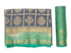 Mimosa Women's Charcoal Grey Patola Art Silk Saree | Grocsy