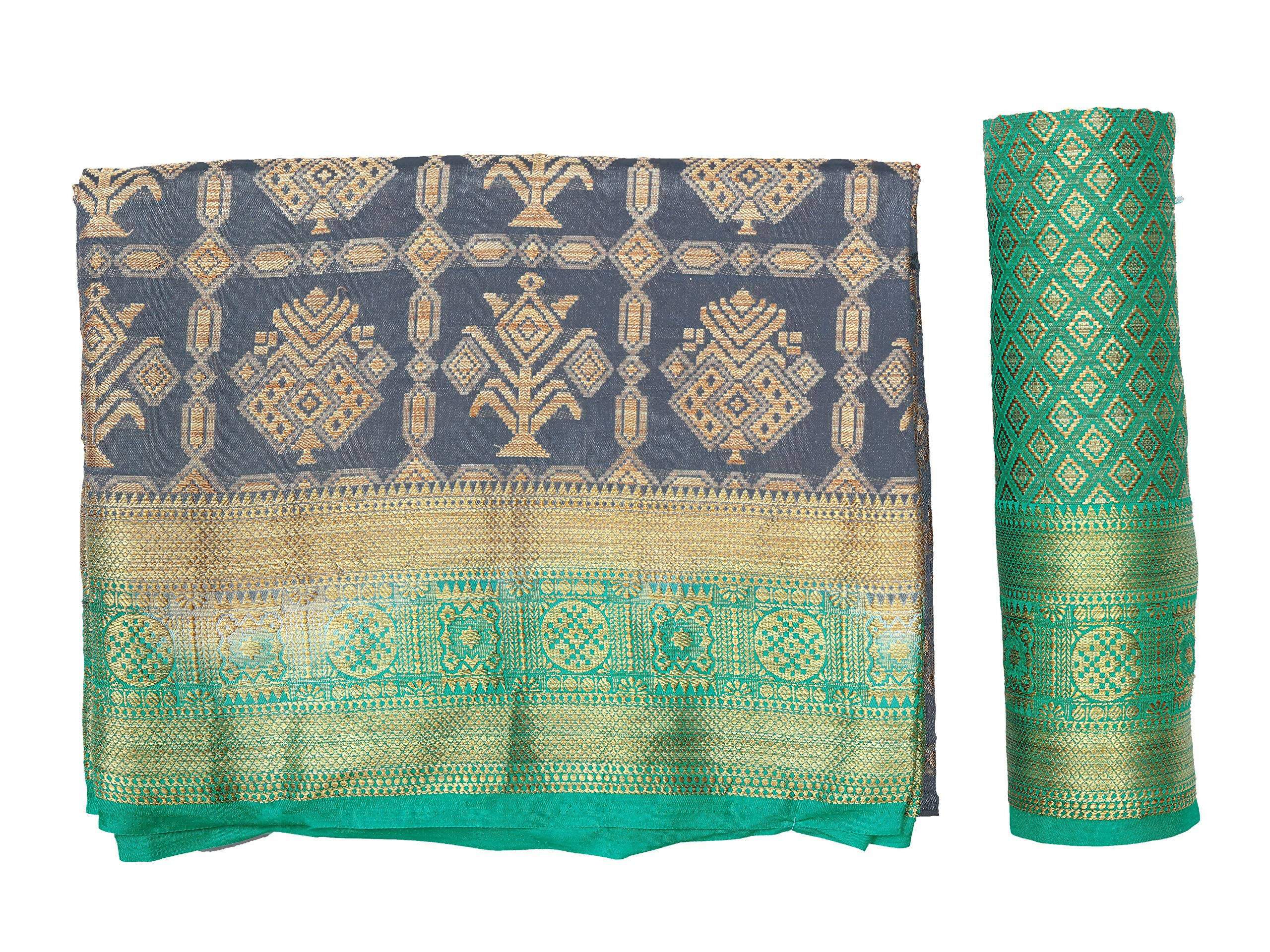Mimosa Women's Charcoal Grey Patola Art Silk Saree | Grocsy