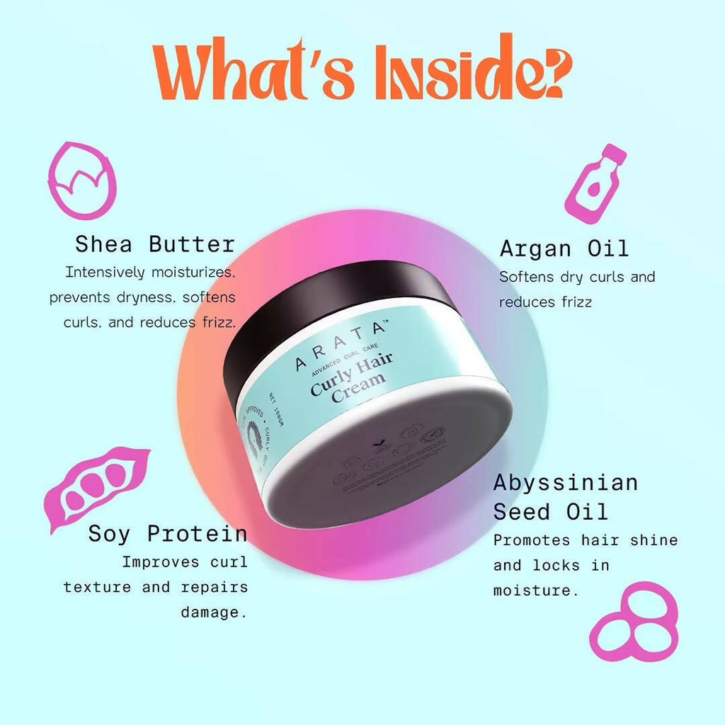 Arata Curly Hair Cream For Curl Definition With Abyssinian Seed Oil & Shea Butter | Grocsy