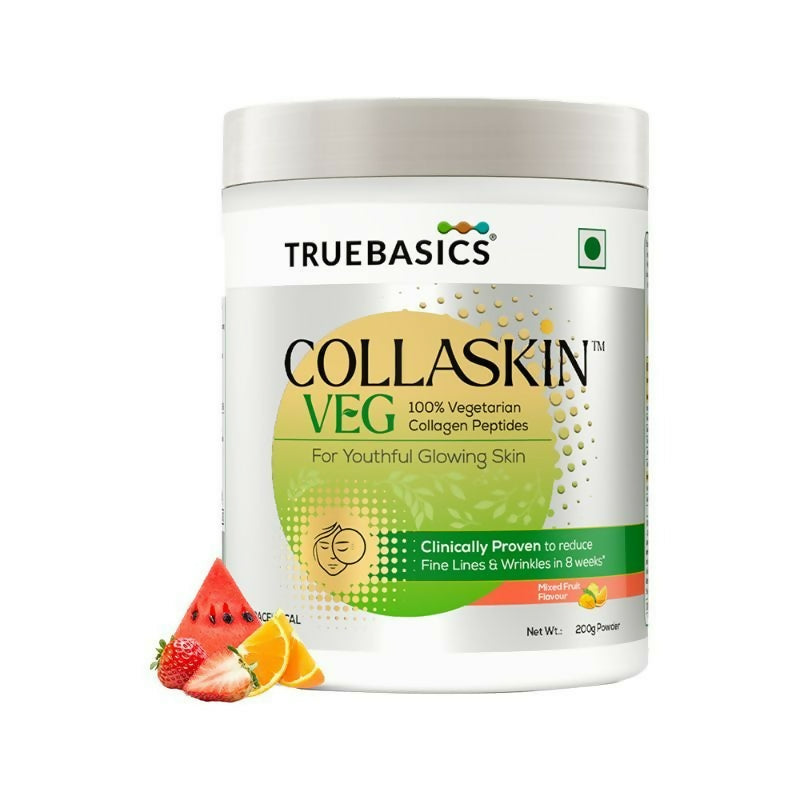 TrueBasics Collaskin Mixed Fruit Flavour 100% Vegetarian Collagen Peptides | Grocsy