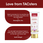 TAC - The Ayurveda Co. Kumkumadi Sunscreen Ultra Light SPF 50 with UVA/UVB PA+++ | Grocsy