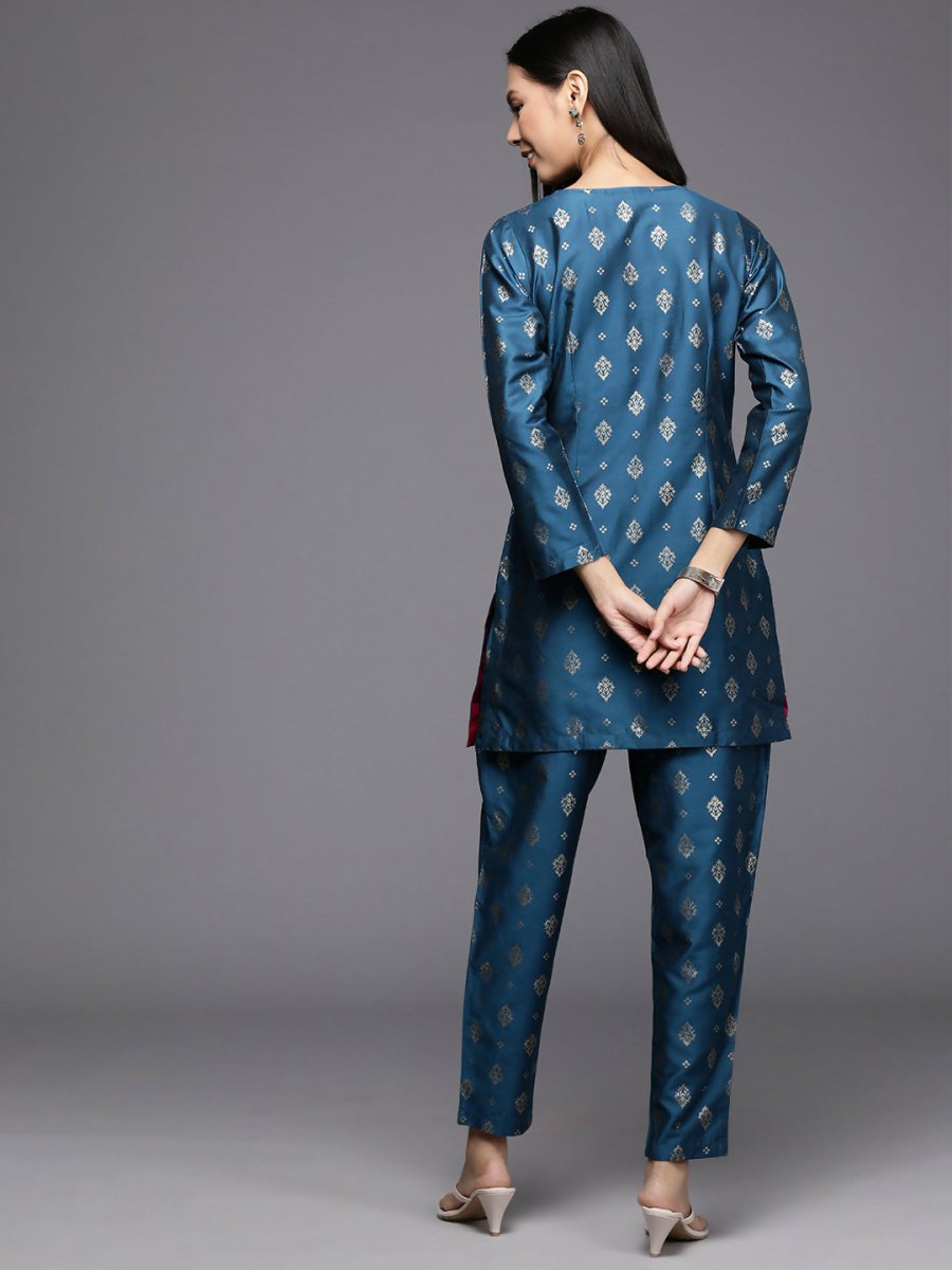 Ahalyaa Women's Traditional Wear Co-ods - Teal Blue | Grocsy