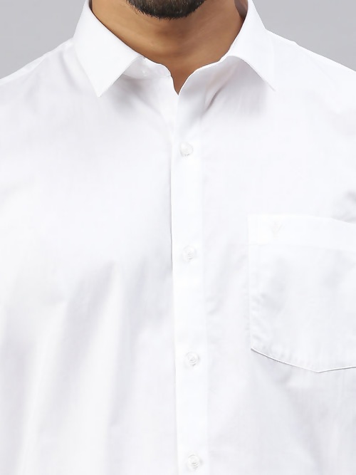 Ramraj Cotton Mens Half Sleeve White Shirt Plus Size - Breeze Cotton | Grocsy