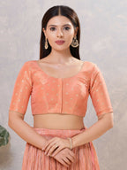 Joban Fashion Women Silk Peach Stitched Blouse | Grocsy