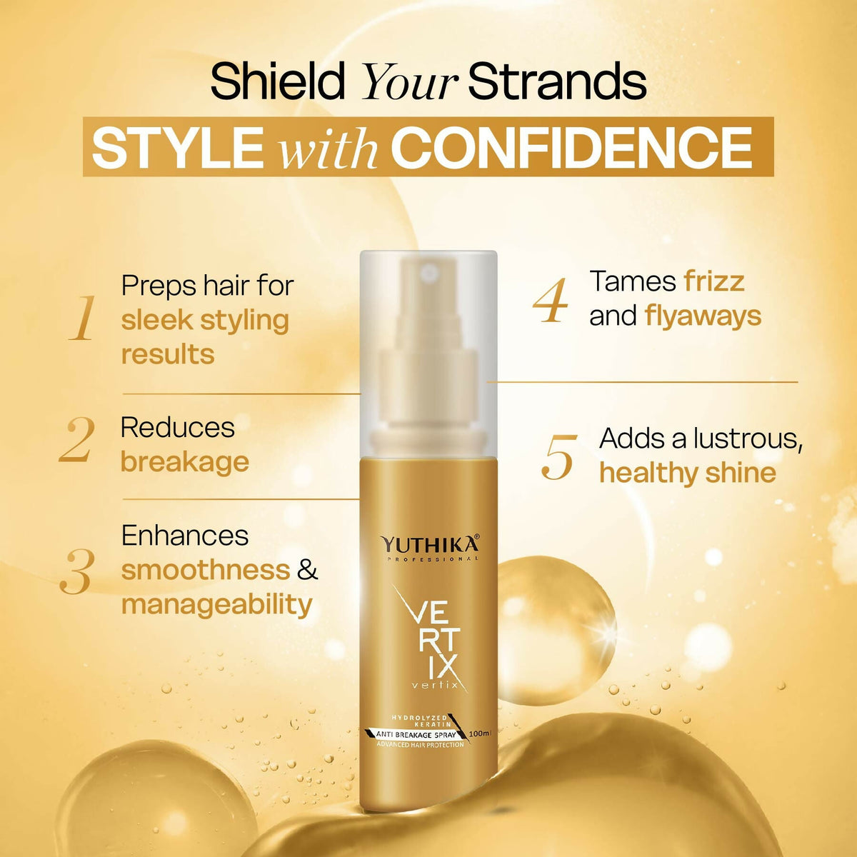 Yuthika Professional Vertix Hydrolyzed Keratin Anti Breakage Hair Spray | Grocsy