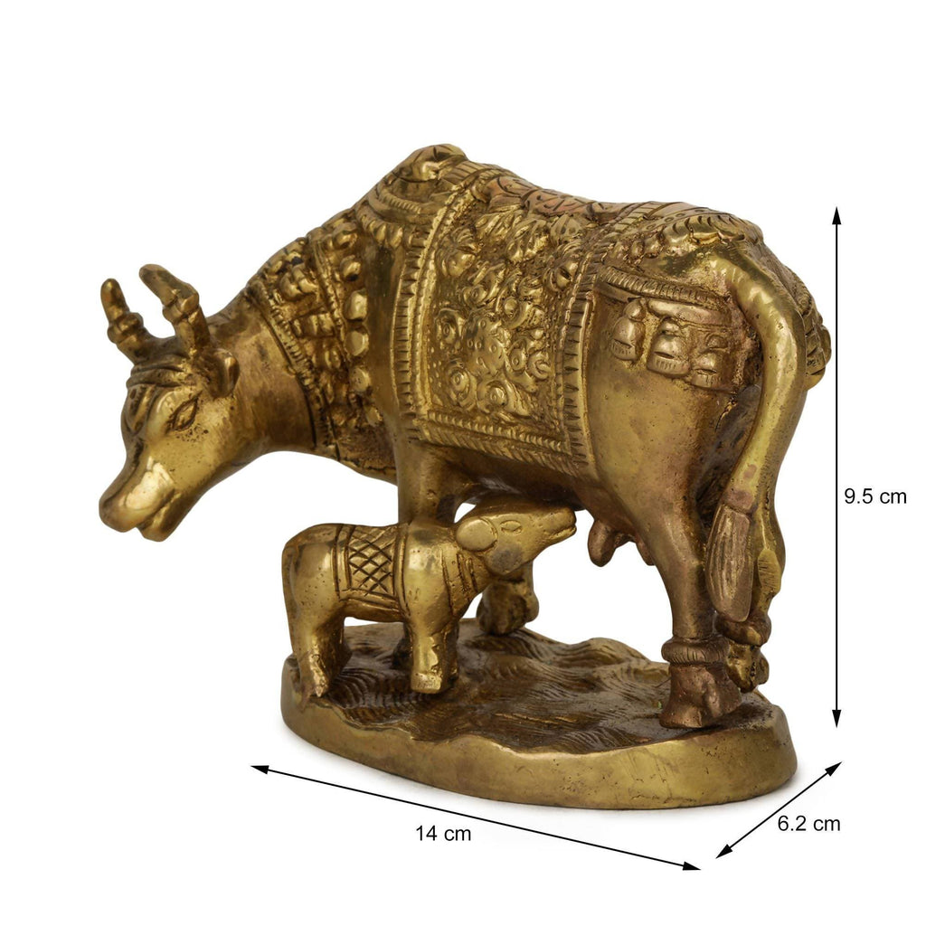 Devlok Lord Krishna's Kamdhenu Cow with Calf Idol | Grocsy