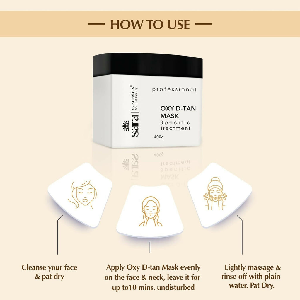 Sara Oxy D-TAN Mask For Instant Tan Removal & Glowing Skin | Grocsy