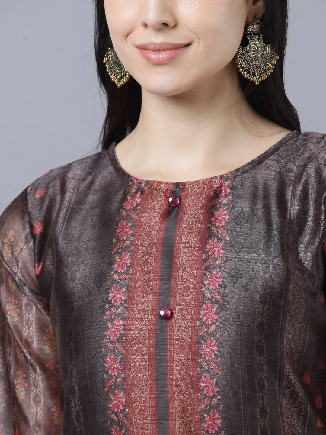 Myshka Women Multicoloured Ethnic Motifs Chanderi Silk Kurta | Grocsy