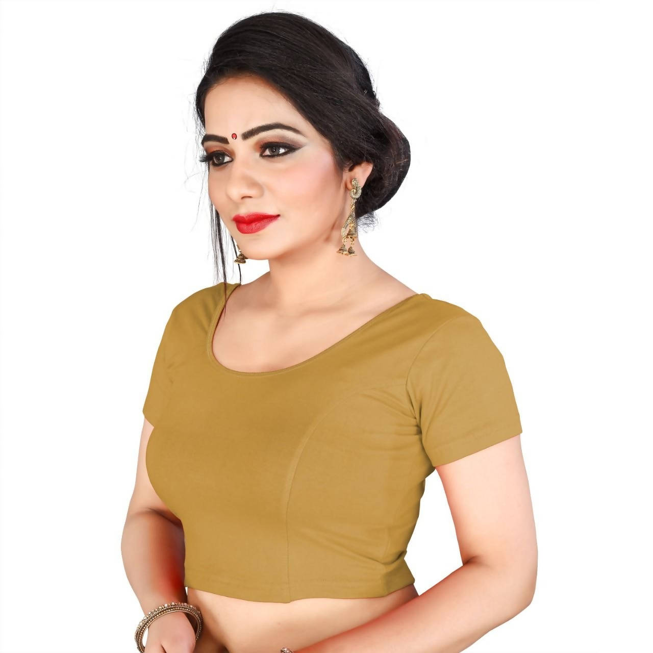 Vamika Beautiful Mustard Lycra Plain Blouse | Grocsy