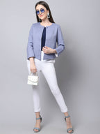 Even Apparels Grey 100% Viscose Open Front Statement Women's Jacket | Grocsy