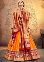 DEIANA'S Beautiful Jari Silk Weaving Lehengha choli - Orange | Grocsy