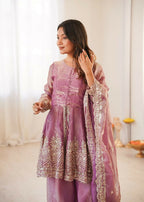 Teeya Creation Baby Pink Color Fendy Satin Silk Embroidery Work Party Wear Salwar Suit | Grocsy