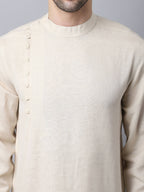 Even Apparels Cream Pure Cotton Men's Kurta With Side Placket | Grocsy