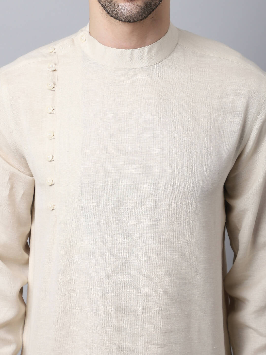 Even Apparels Cream Pure Cotton Men's Kurta With Side Placket | Grocsy