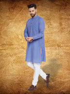 Even Apparels Men's Pure Cotton Blue Striped Kurta | Grocsy