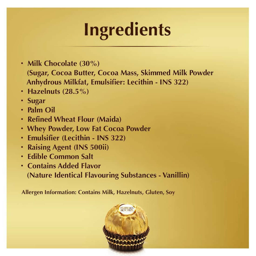 Ferrero Rocher Exquisite Hazelnut And Milk Chocolate | Premium Gift Box Rich, Creamy, Crunchy and Nutty Chocolate For Special Occasions | Grocsy
