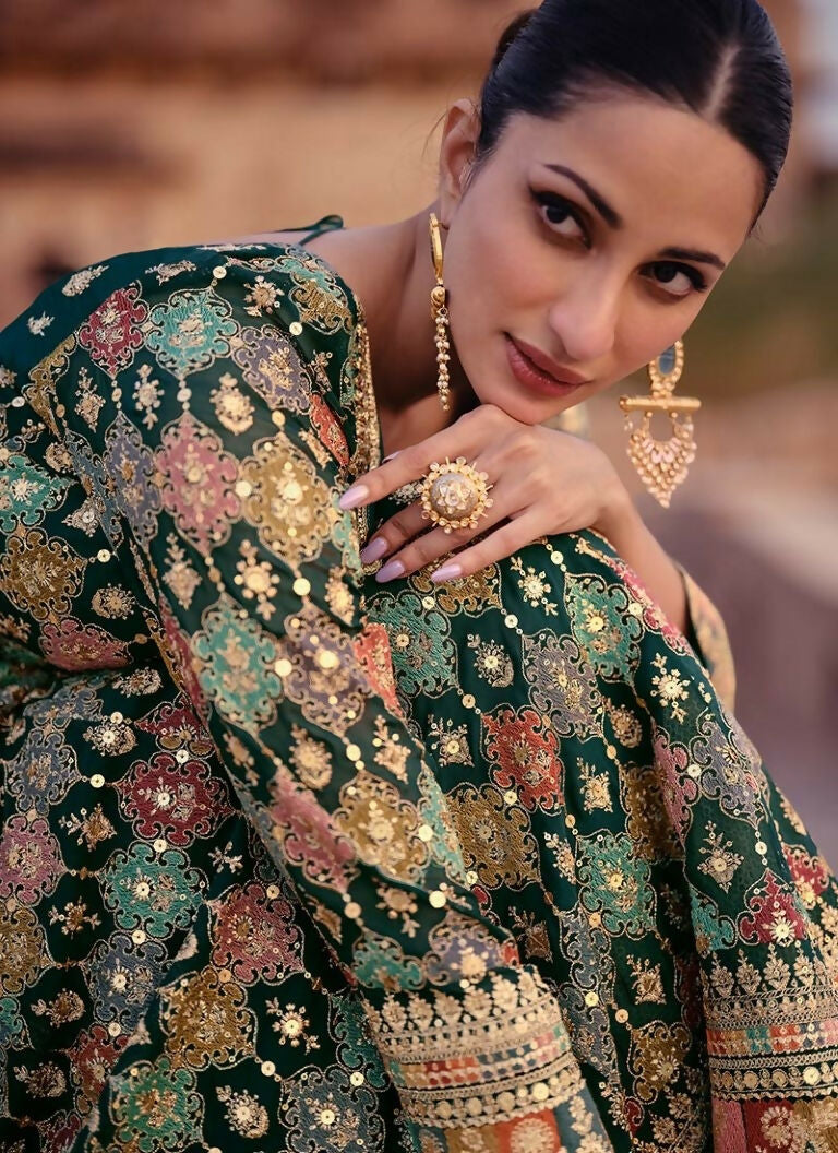 Vastranavya Traditional Faux Georgette Embroidered Sequence work Anarkali Gown | Grocsy