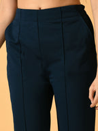 Myshka Women's Navy Blue Flared Party Trouser | Grocsy