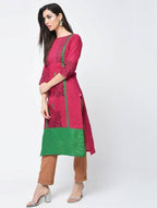 Aniyah Cotton Block Printed Straight Pink Kurta (AN-114K) | Grocsy