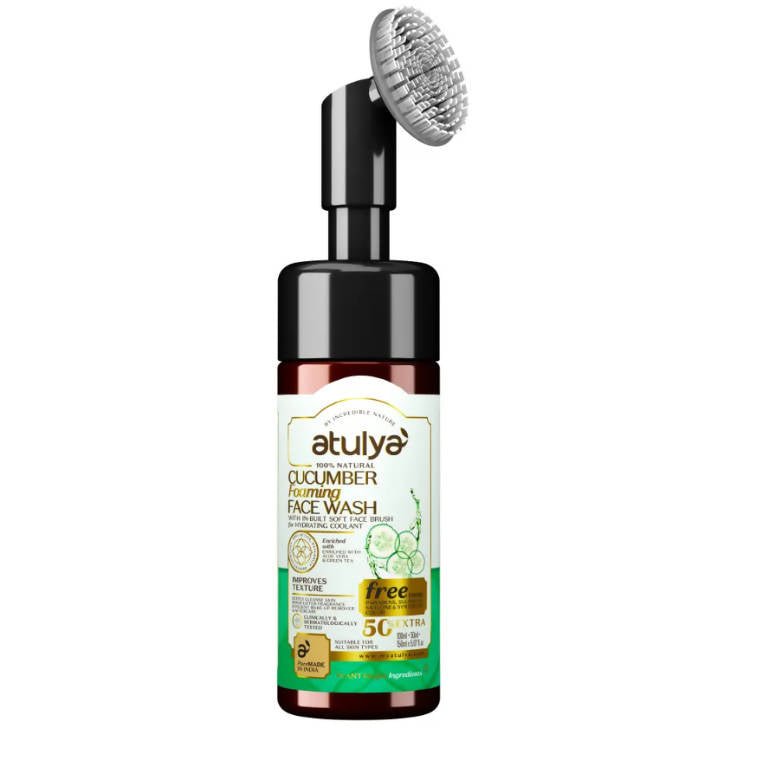 Atulya Cucumber Foaming Face Wash- With in-Built Silicone Brush | Grocsy