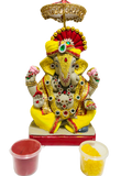 Eco-Friendly Ganesh Idols (Non-Toxic Colors) With Chatri, Akshat & Kumkum | Grocsy