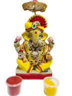 Eco-Friendly Ganesh Idols (Non-Toxic Colors) With Chatri, Akshat & Kumkum | Grocsy