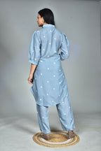 Morchari Digital Print Semi Muslin Co-Ord Set Top & Trouser-Multicolor | Grocsy