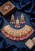 Jewel City Pink Kundan Choker Set With Earrings & Maang Tikka|Bridal Jewelry | Grocsy