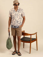 Off White Relaxed Floral Opaque Printed Casual Resort Shirt - Mahotsav | Grocsy