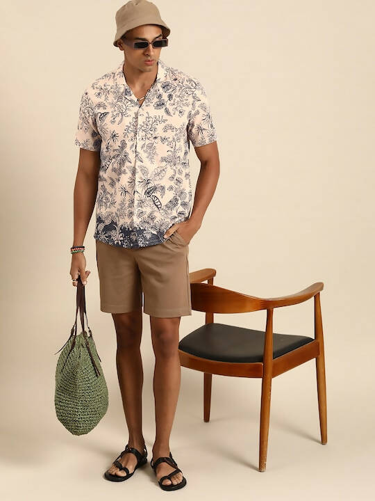 Off White Relaxed Floral Opaque Printed Casual Resort Shirt - Mahotsav | Grocsy