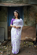 Lavender Poly Georgette Tie And Dye Saree with Unstitched Blouse - A2M | Grocsy