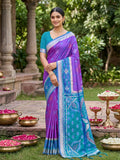 Shree Shyam Fashion Purple Soft Silk Saree | Grocsy