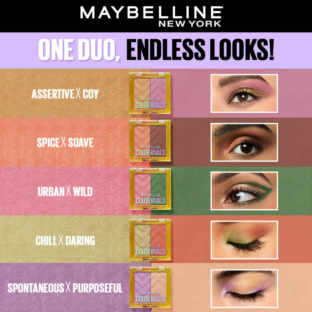 Maybelline New York Color Rivals Longwear Eyeshadow Duo - Assertive X Coy | Grocsy