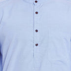 Even Apparels Blue Color Pure Cotton Men's Kurta With Band Collar | Grocsy