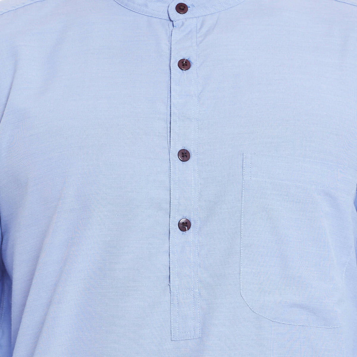Even Apparels Blue Color Pure Cotton Men's Kurta With Band Collar | Grocsy