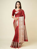 Joban Fashion Red Small Butti Banarasi Silk Sarees | Grocsy