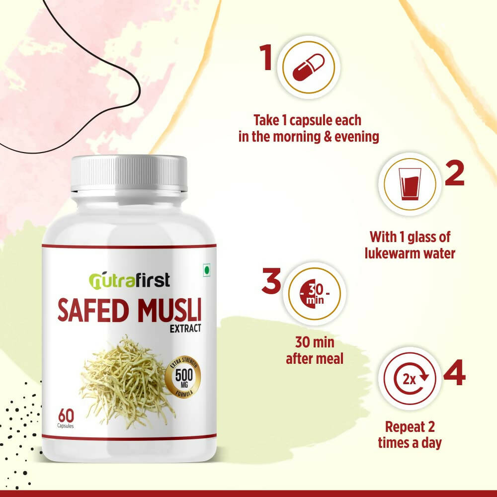 Nutrafirst Safed Musli Extract Capsules | Grocsy