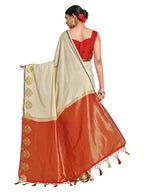 Mimosa Women's Beige Pure Crepe Saree | Grocsy