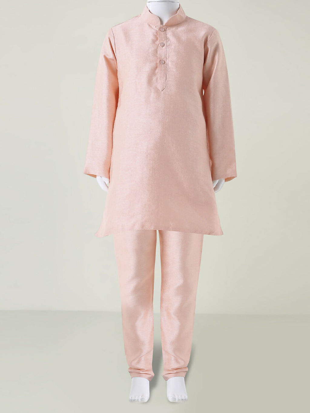 Joban Fashion Kids Island Traditional with a modern touch Nehru Jacket Full Sleeves Kurta, Pyjama Set - Peach | Grocsy