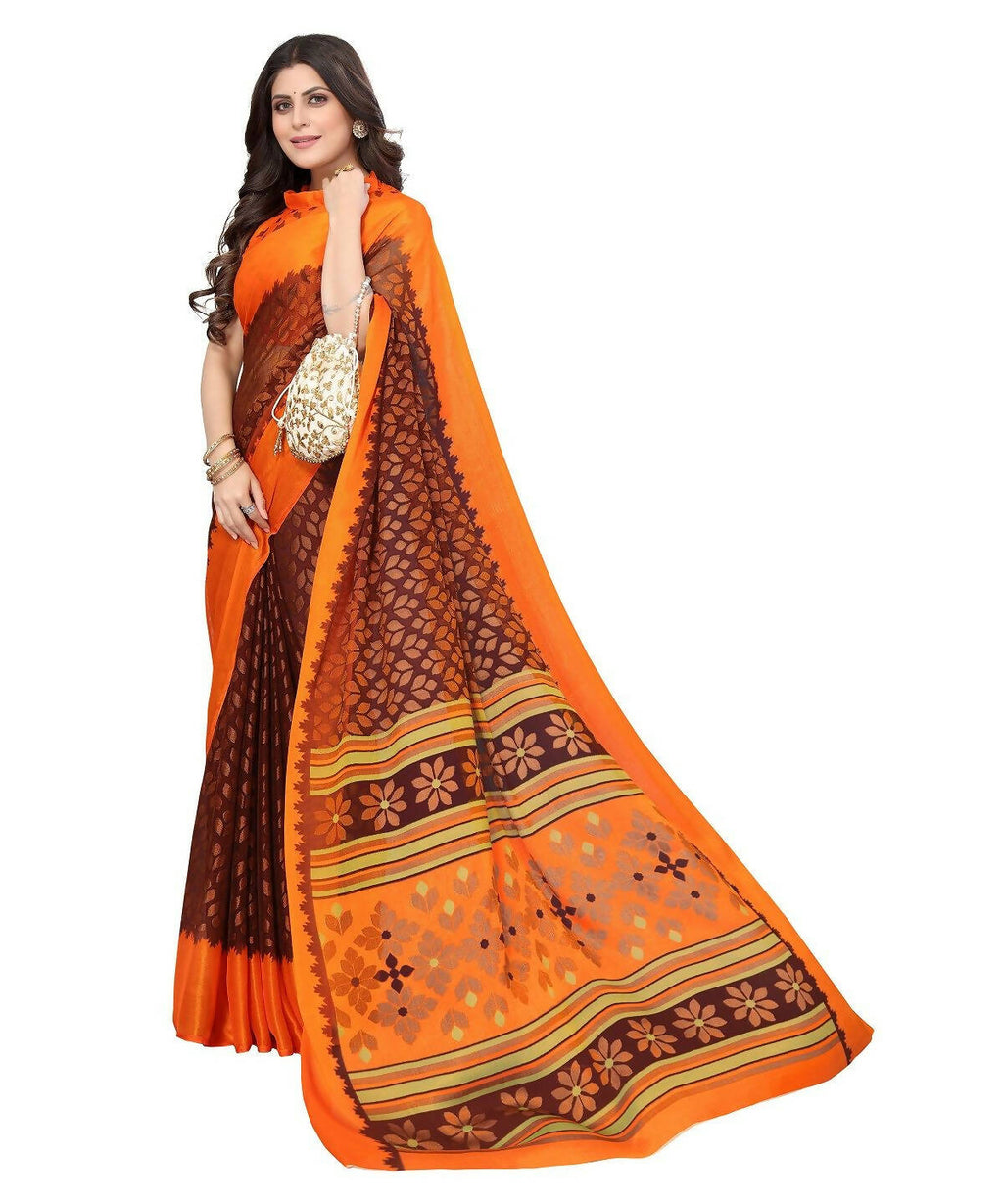 Vamika Maroon Chiffon Brasso Bollywood Style Woven Saree (ALIZA MAROON) | Grocsy
