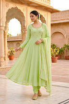 Teeya Creation New Trendy Anarkali Gown Set - Light-Green | Grocsy