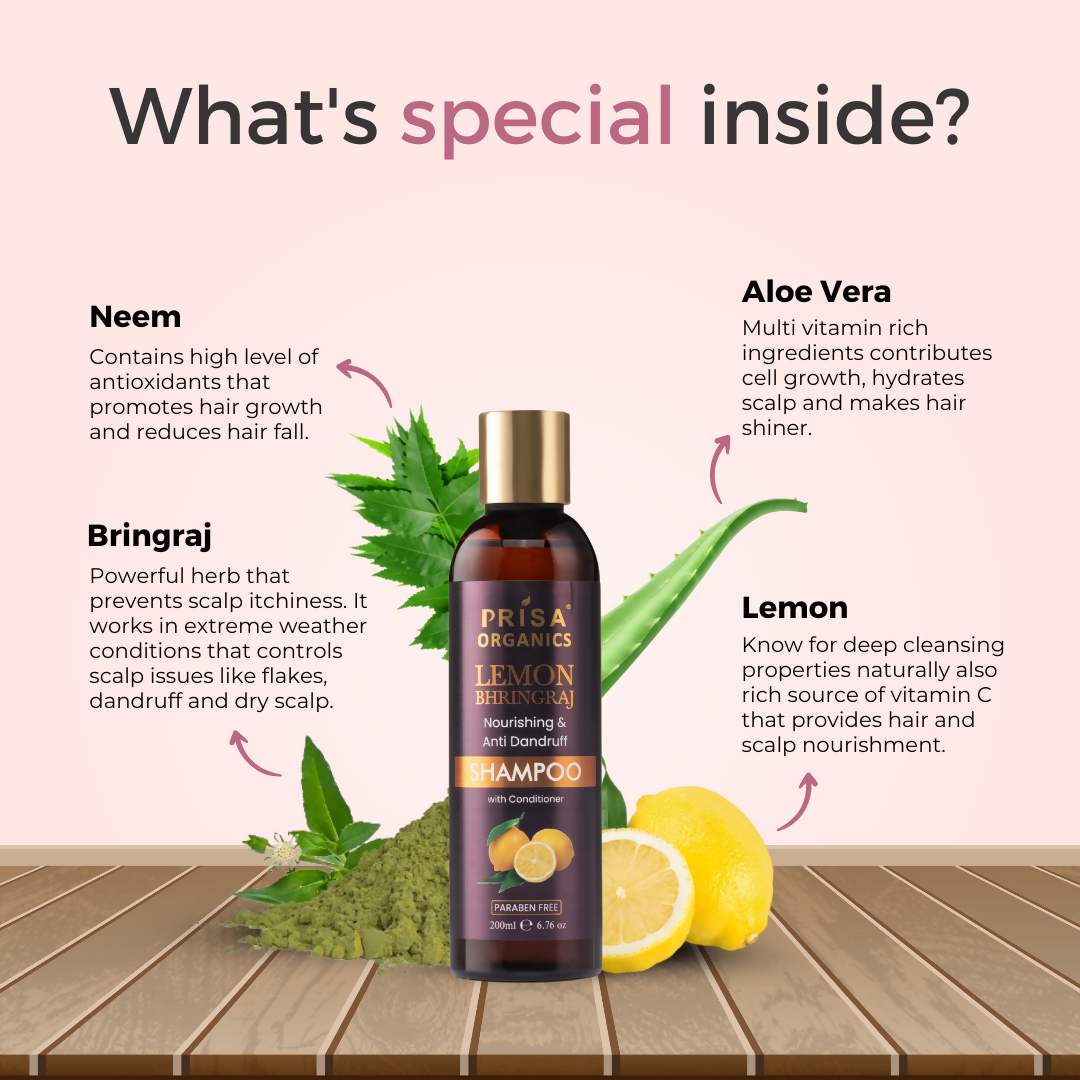 Prisa Organics Lemon & Bhringraj Shampoo | Grocsy
