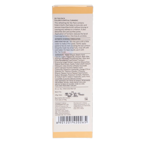 Mantra Herbal De-Tan Pack Fuller's Earth & Turmeric | Grocsy