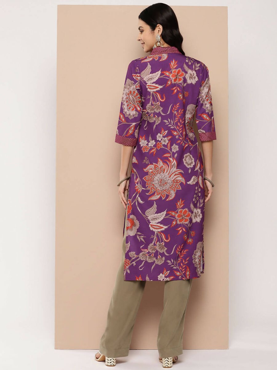 Ahalyaa Women's Traditional wear Kurta - Purple | Grocsy