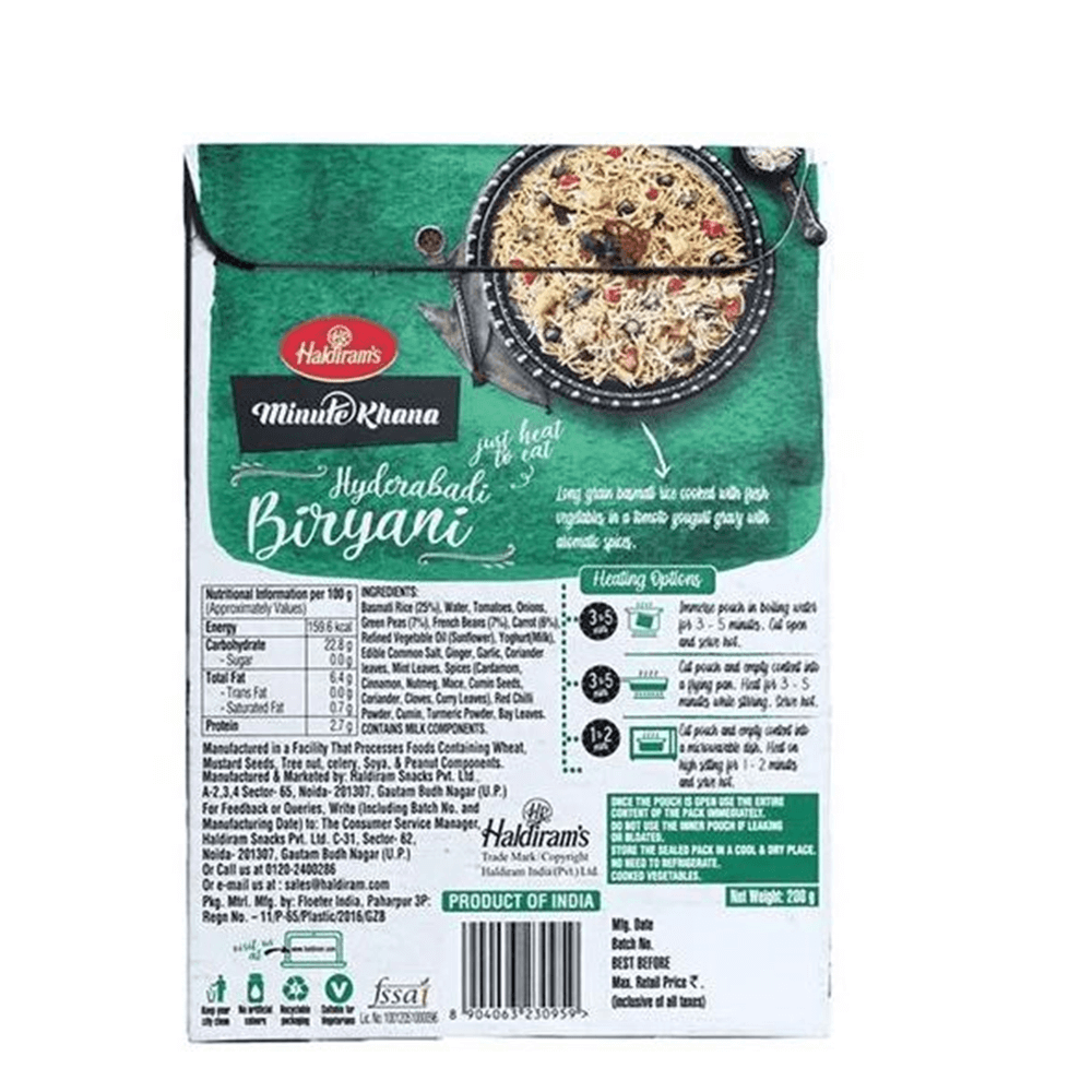 Haldiram's Ready To Eat Hyderabadi Biryani | Grocsy