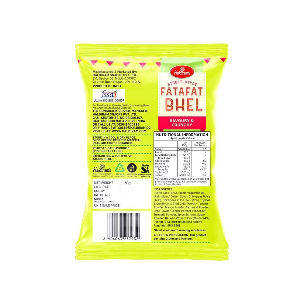 Haldiram's Fatafat Bhel | Ready-to-Eat Instant Bhel Puri Snack - Swadesiicart