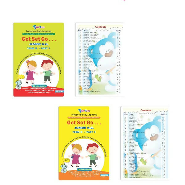 Tiny Tots Get Set Go Preschool Learning Junior KG Books Set of 4| Term wise Education Books| Ages 4-5 Years | Grocsy