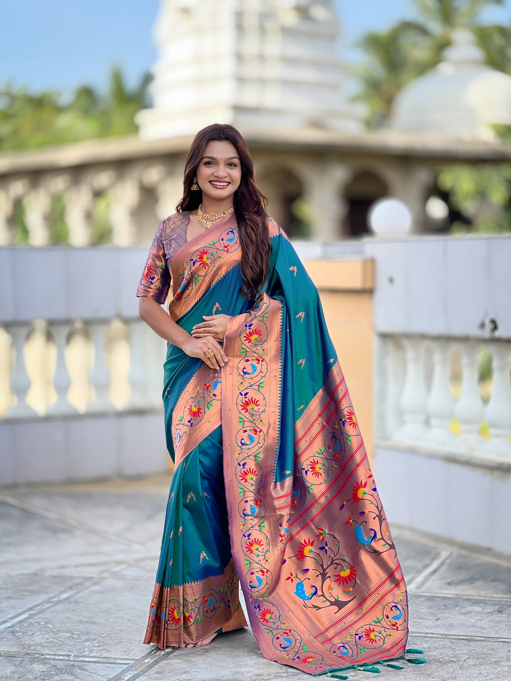 Vedant Vastram Soft Litchi Silk Paithani Jacquard Saree - Teledrama. | Grocsy