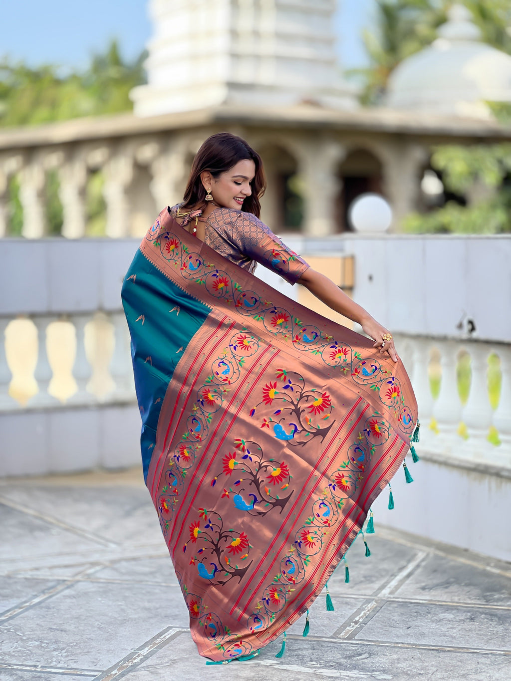Vedant Vastram Soft Litchi Silk Paithani Jacquard Saree - Teledrama. | Grocsy