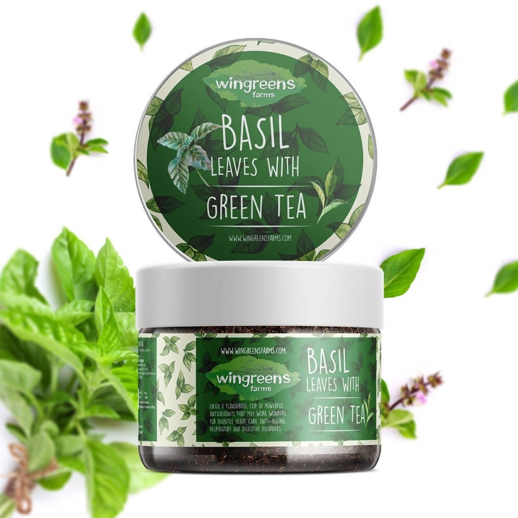 Wingreens Farms Basil Leaves With Green Tea | Grocsy